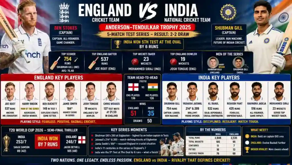 England Cricket Team vs India National Cricket Team Players