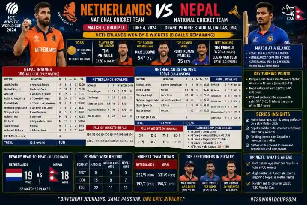 Netherlands National Cricket Team Vs Nepal National Cricket Team Match Scorecard