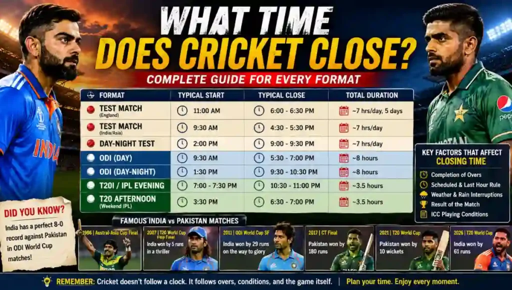 What Time Does Cricket Close