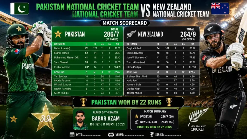 pakistan national cricket team vs new zealand national cricket team match scorecard